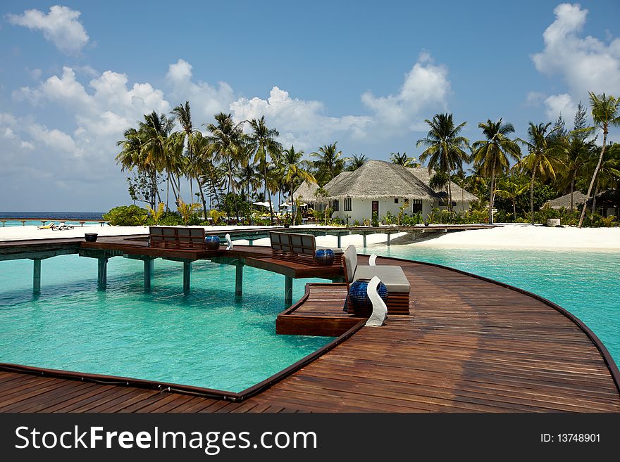 Tropical restort near sea in maldives. Tropical restort near sea in maldives