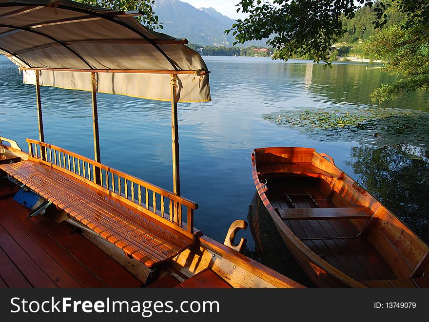 Two boat on the lake Bled in Slovenia