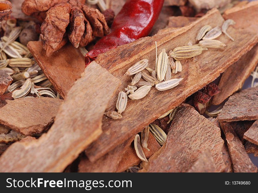 Close up of various colorful spices