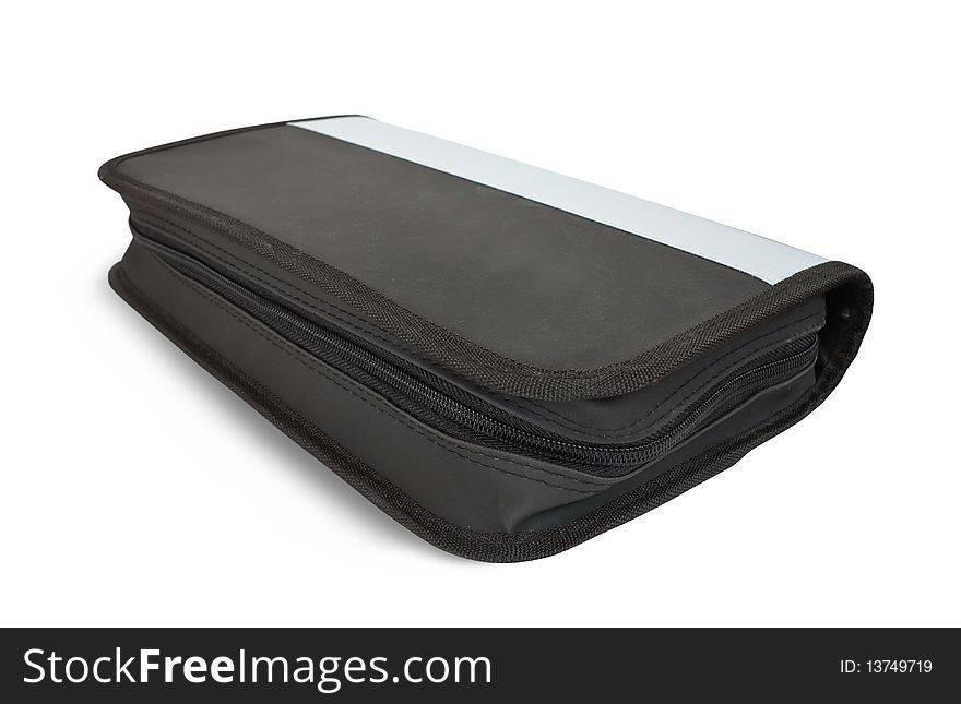 Storage bag for CD and DVD. isolated over white with clipping path