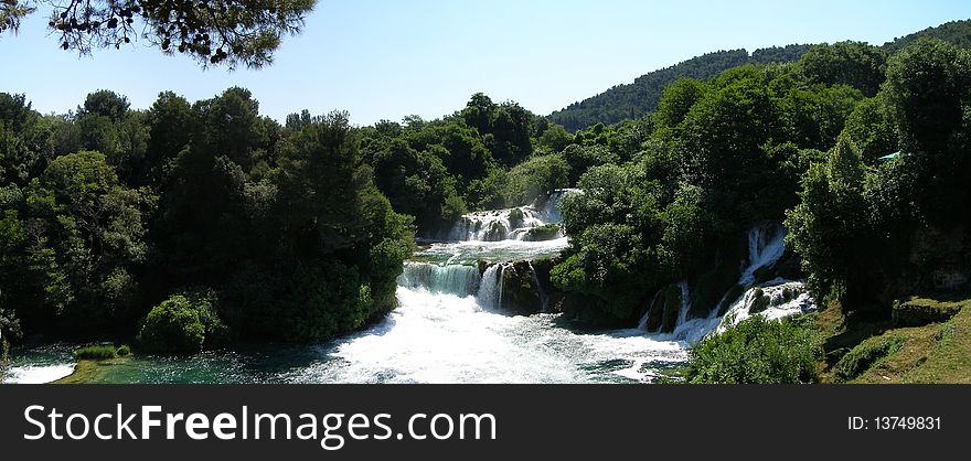 The biggest waterfall called Skradinski Buk in the National Park Krk, Croatia