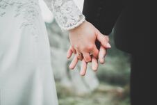 Wedding Couple Bride And Groom Holding Hands Royalty Free Stock Photo