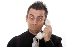 Funny Businessman With Tape On His Mouth Stock Photos Funny Businessman With Tape On His Mouth Stock Photos