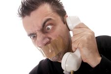 Funny Businessman With Tape On His Mouth Stock Photos Funny Businessman With Tape On His Mouth Stock Photos