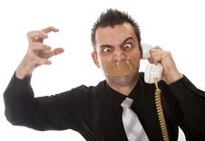 Funny Businessman With Tape On His Mouth Stock Photo Funny Businessman With Tape On His Mouth Stock Photo