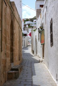 Street In Lindos, Rhodes Island Stock Photo Street In Lindos, Rhodes Island Stock Photo