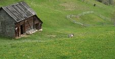 Deserted Wooden House In The Hills Stock Photos