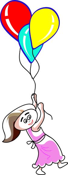 Baby Flying With Balloons Stock Image