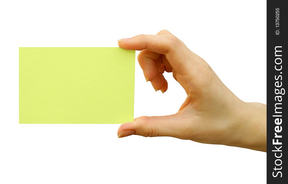 A card blank in a hand