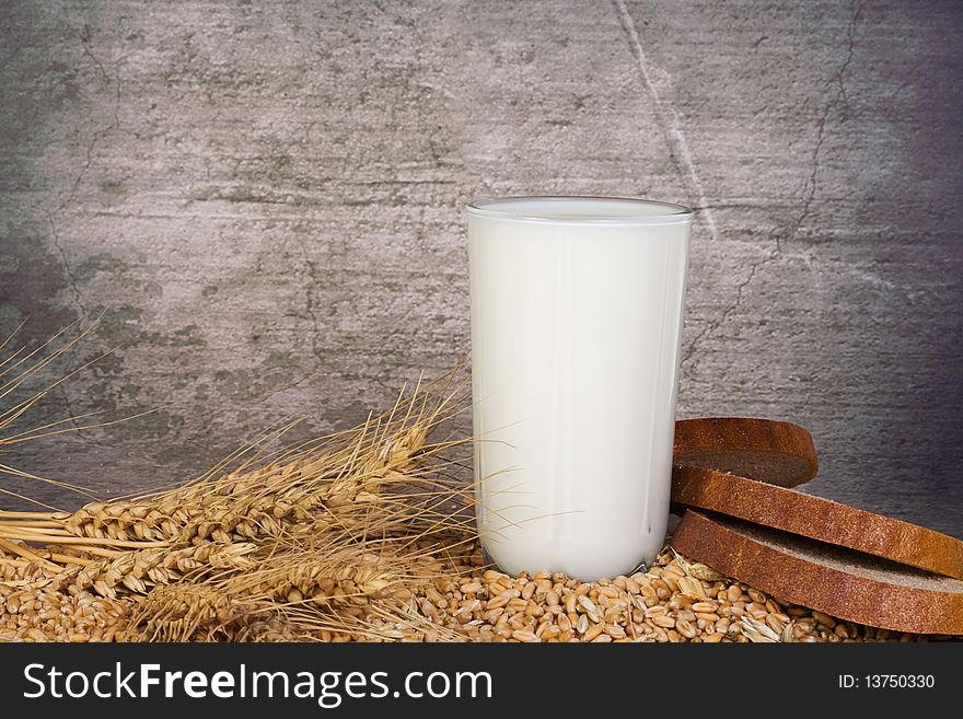 Glass of milk and grain