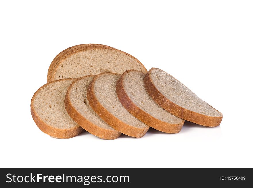Isolated cut bread on white