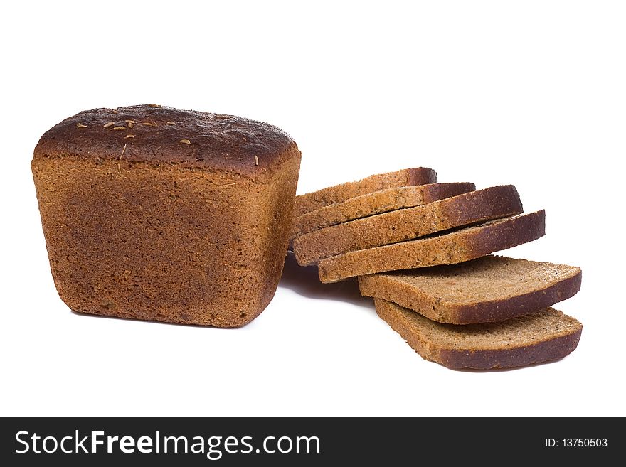 Isolated cut bread on white