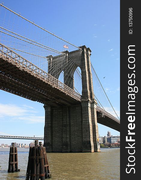 Brooklyn Bridge along the East River. Brooklyn Bridge along the East River.
