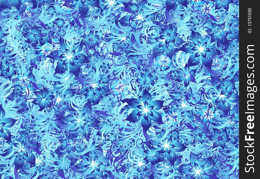 Beautiful background of blue flowers, illustration