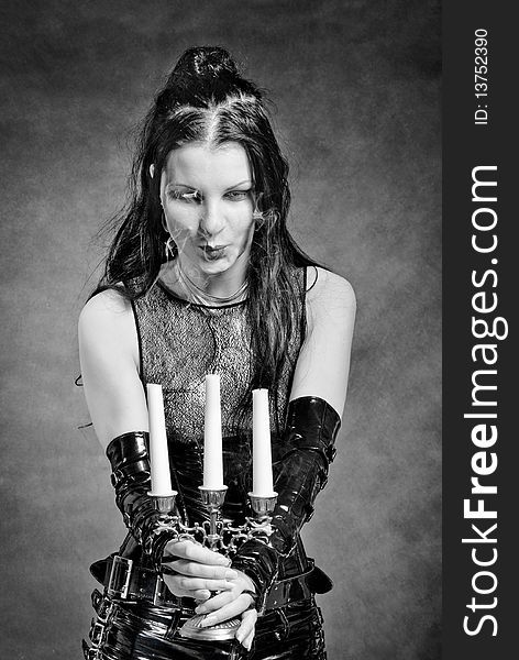 Gothic Girl With Candles