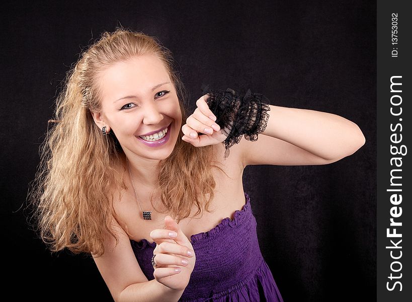 Portrait of a young playful girl on a party. Portrait of a young playful girl on a party