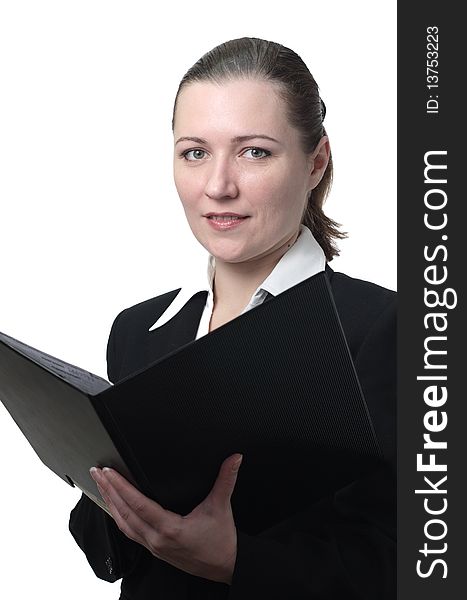 Business woman in a suit with the documents