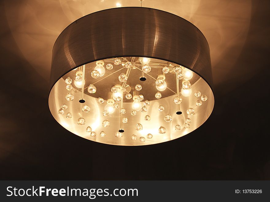 The decorative lamp in a dark room