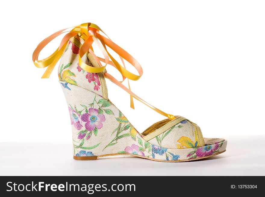 Colored textile peep-toes for girls. Colored textile peep-toes for girls.