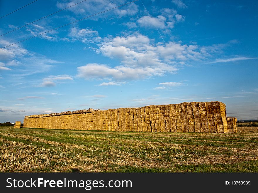 Bale of straw in autumn in intensive colors. Bale of straw in autumn in intensive colors