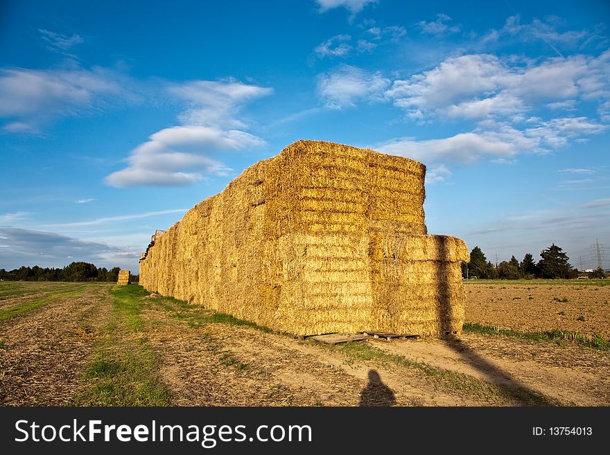 Bale of straw in autumn in intensive colors. Bale of straw in autumn in intensive colors