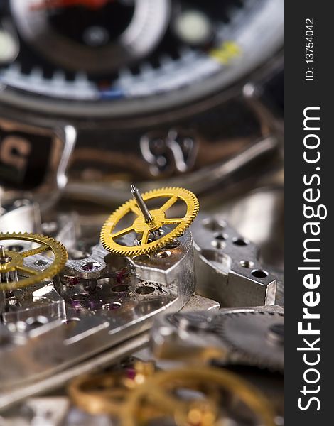 Mechanism is of disassembled wristwatch