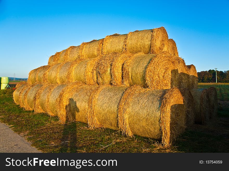 Bale Of Straw With Blue Sky