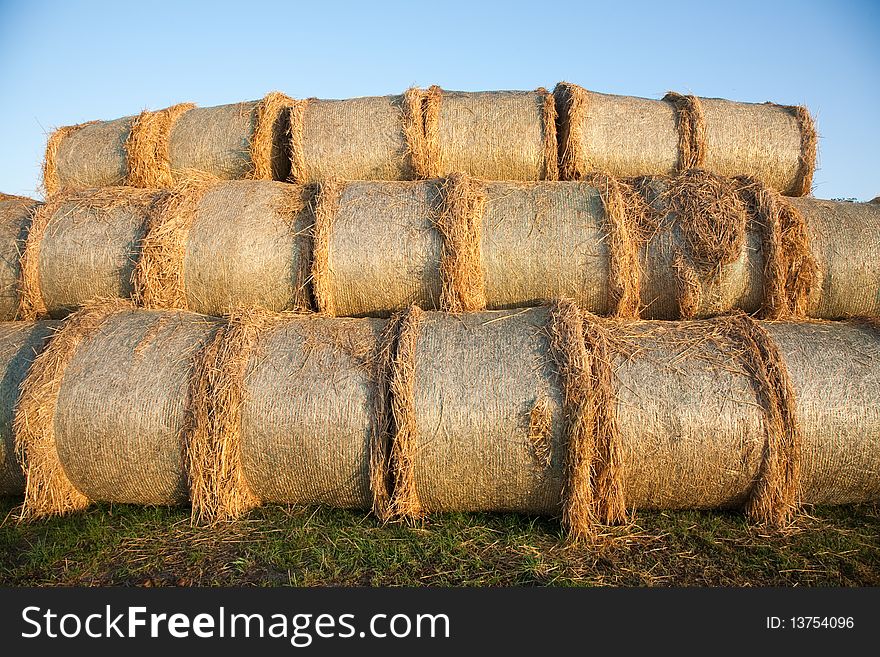 Bale Of Straw With Blue Sky