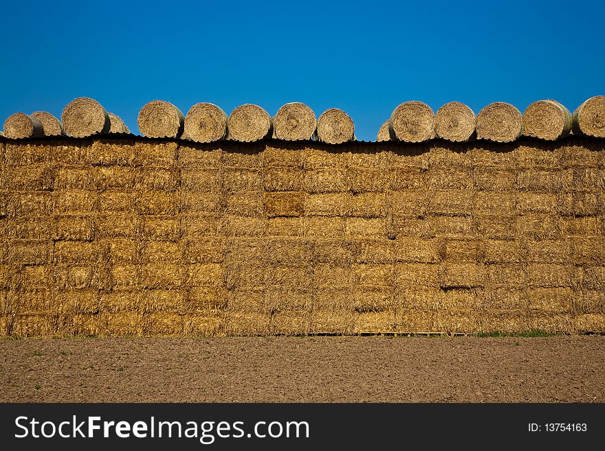 Bale Of Straw With Blue Sky