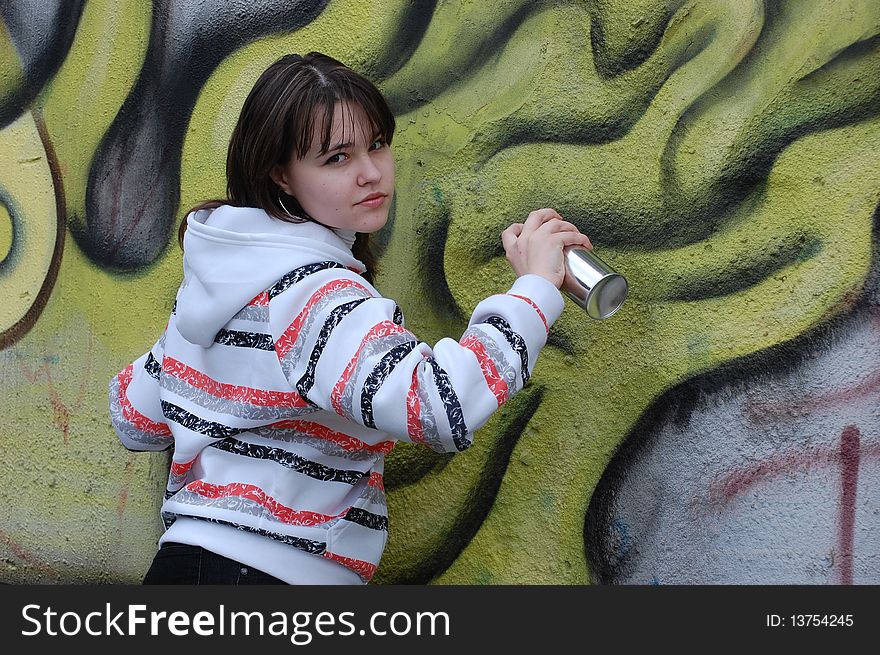 Teen girl and graffiti