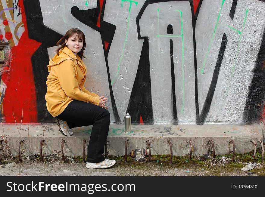 Teen Girl And Graffiti