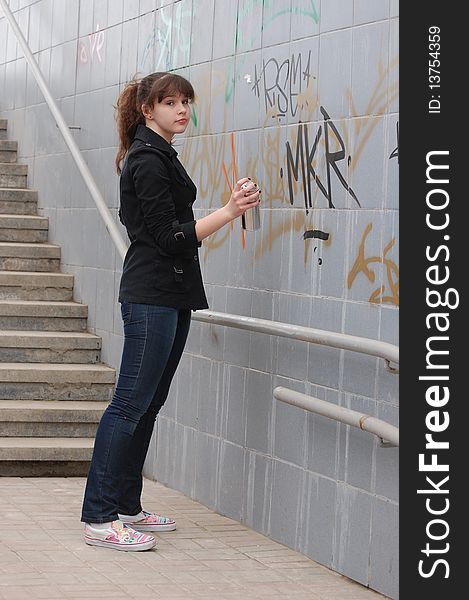 Teen Girl And Graffiti