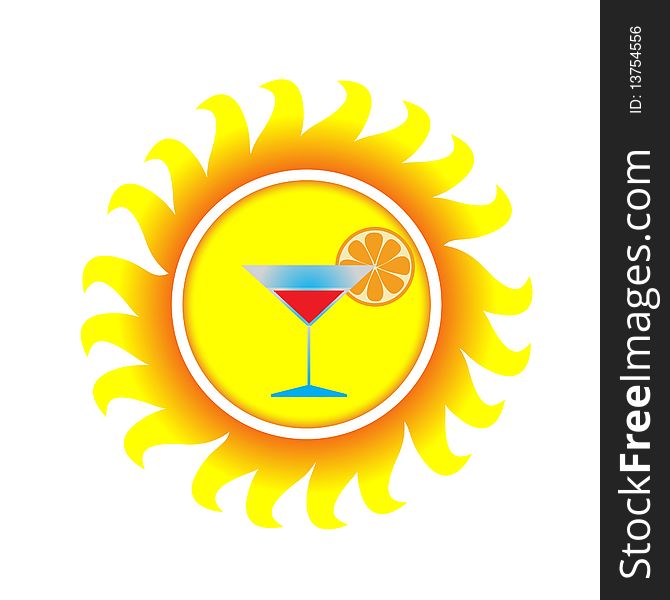 A symbol of sun with cocktail