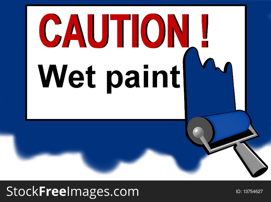 Illustration Caution - wet paint warning sign