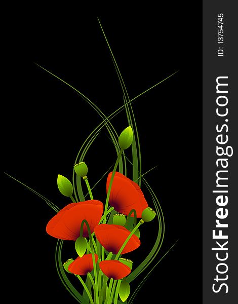 Abstract Background with red poppy flowers for your design. Abstract Background with red poppy flowers for your design
