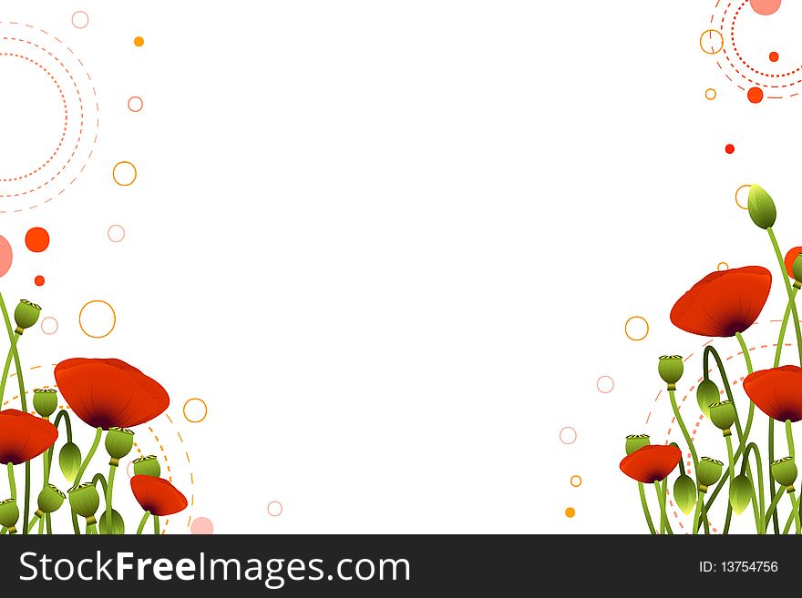 Background with red poppy flowers for your design. Background with red poppy flowers for your design