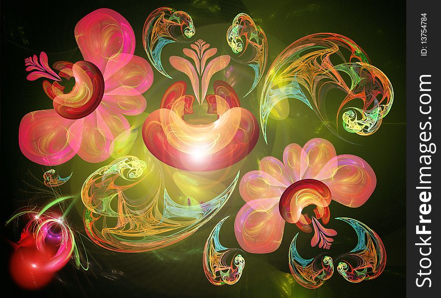 Fairy-tale, luminous flower background