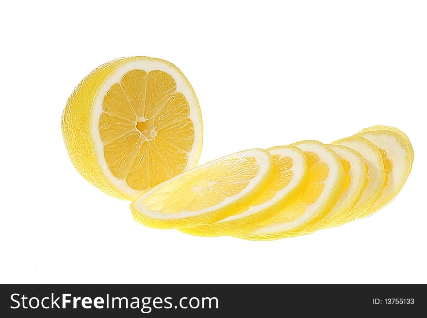 Lemon slices isolated on white background. Lemon slices isolated on white background