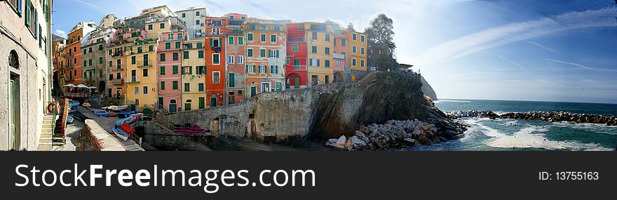 A seaside village with old colorful houses in Liguria. A seaside village with old colorful houses in Liguria.