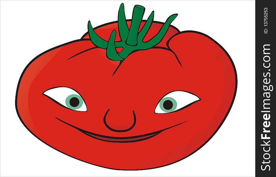 Cartoon character of red smiling tomato. Cartoon character of red smiling tomato