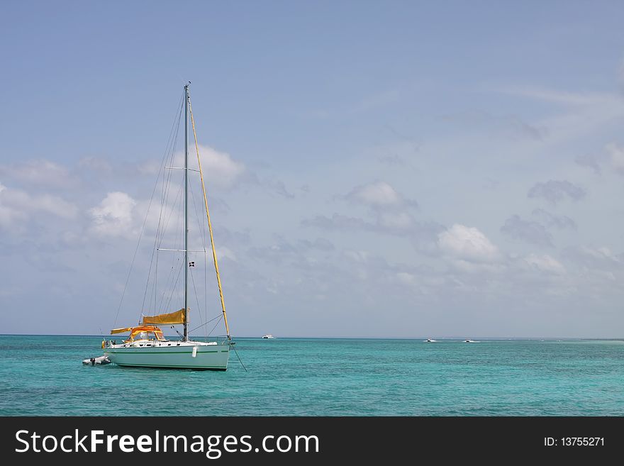 Sail boat in caribbean sea