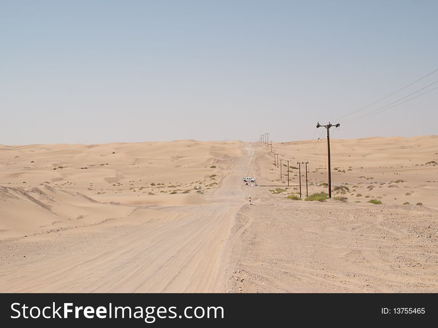 Sandy roads through the deserts of Oman. Sandy roads through the deserts of Oman