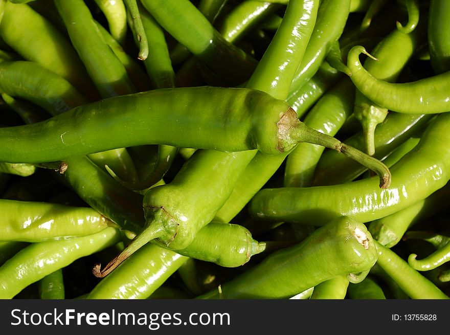 Close macro image of green peppers