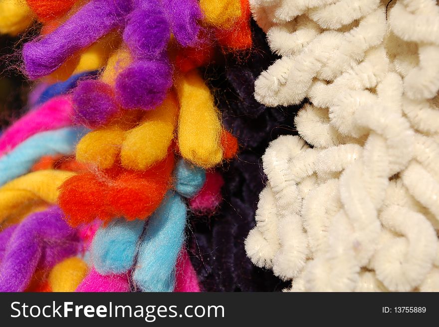 Close up image of colorfull wool
