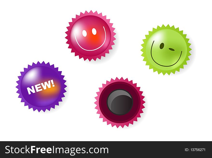 Set Of Smiling, Winking And News Icons or Buttons. Set Of Smiling, Winking And News Icons or Buttons