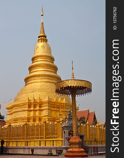 The pagoda at wat pra tadh ha ri phun chai Lamphun Thailand