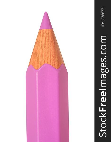 Pink pencil isolated on a over white background