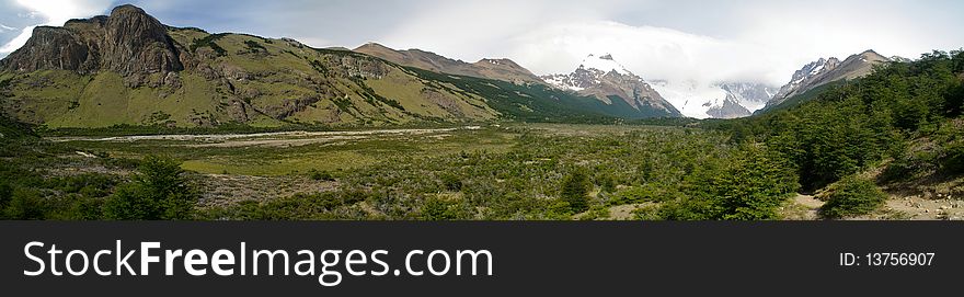 Mountain Range And Glacier In Chalten In Patagonia