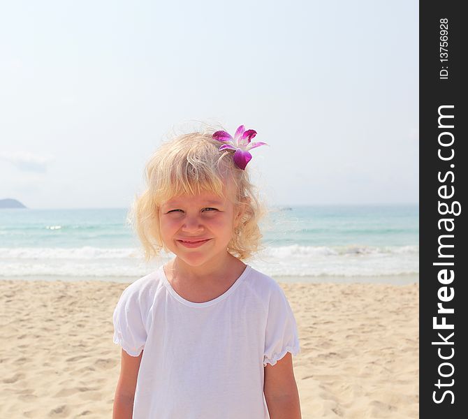 Beautiful Little Girl On  Beach