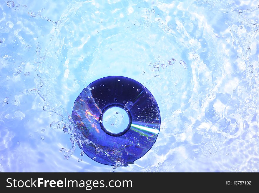 DVD disk on the Creative  background with bubbles. DVD disk on the Creative  background with bubbles